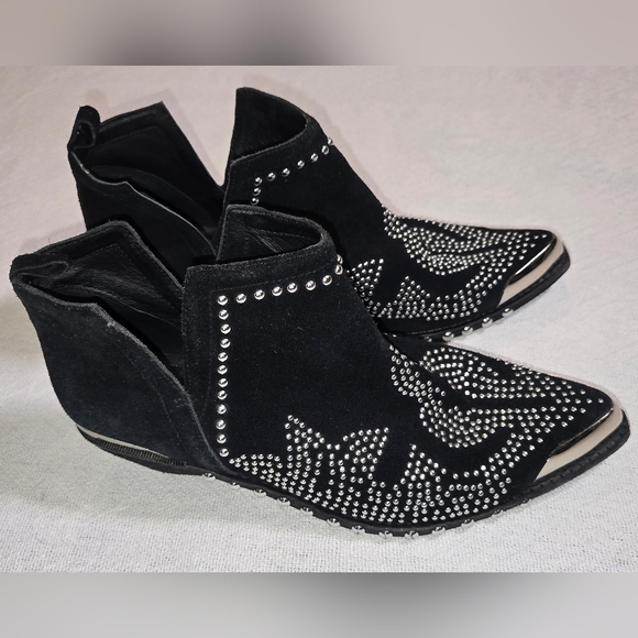 Jeffrey Campbell Shoes - Jeffrey Campbell Oxnard ST Black Suede Studded Metal Toe Booties Size 10